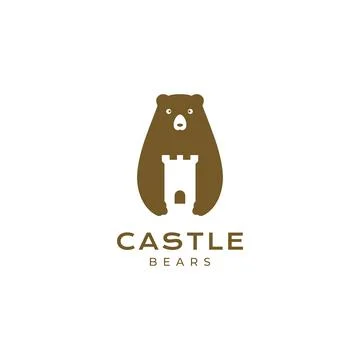 Bear with castle logo design Stock Illustration