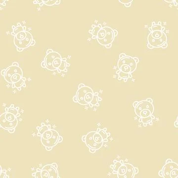Bear character balloon line seamless pattern Stock Illustration