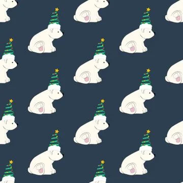 Bear in christmas costume seamless pattern Stock Illustration