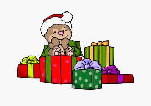 A bear with Christmas presents Stock Illustration