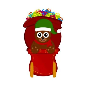 Bear on a christmas sledge Stock Illustration