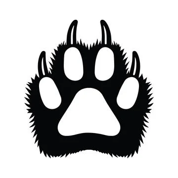 Bear claw Paw Print Icon Hand Drawn Black and White Thick Lines SVG 库存插图
