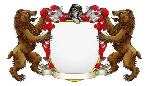 Bear Coat of Arms Crest Heraldic Knight Shield Stock Illustration