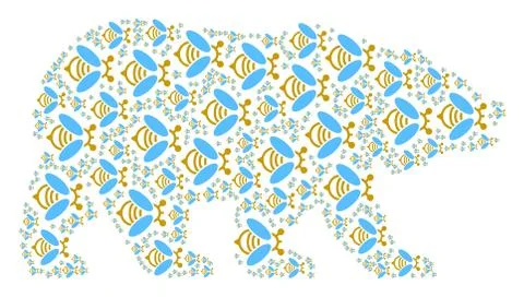 Bear Collage of Bee Icons Illustrazione stock