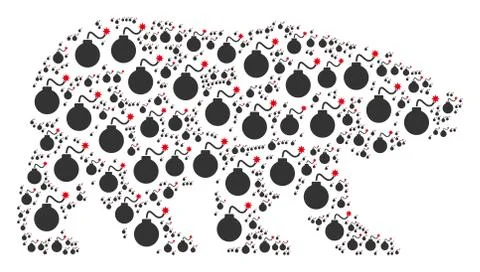 Bear Collage of Bomb Icons Illustrazione stock