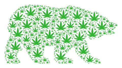 Bear Collage of Cannabis Items Illustrazione stock