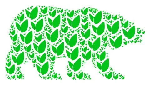 Bear Collage of Floral Sprout Items イラスト素材