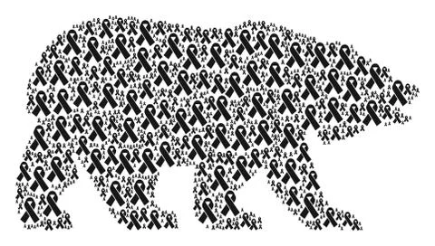 Bear Collage of Mourning Ribbon Items Illustrazione stock