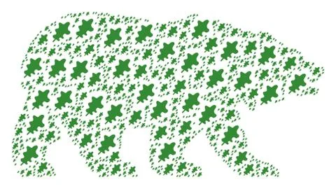 Bear Collage of Oak Leaf Icons Stock Illustration