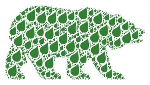 Bear Collage of Plant Leaf Items 库存插图