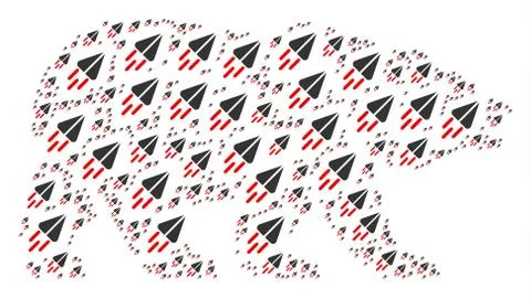 Bear Collage of Space Ship Items イラスト素材