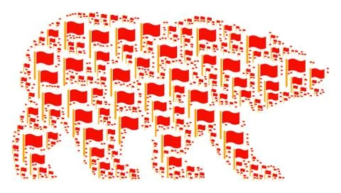 Bear Collage of Waving Flag Items Stock Illustration