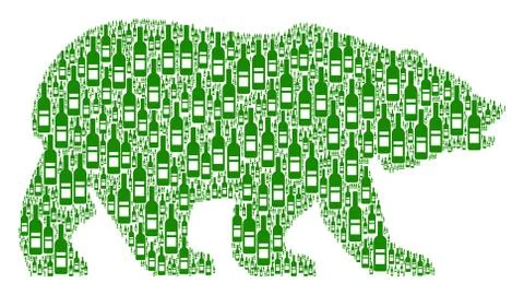 Bear Collage of Wine Bottle Items Stock Illustration