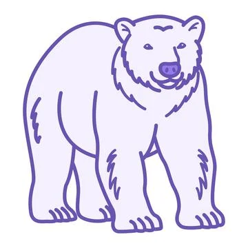 Bear Color Icon. Vector Illustration. Predator, Mammal. Big Bear with Fur a.. Stock Illustration