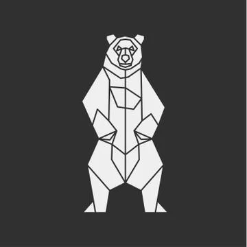Bear of the contour lines polygons low poly vector illustration Stock Illustration