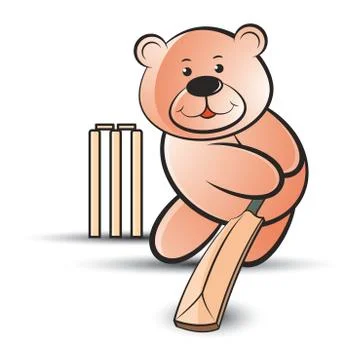 Bear with cricket bat Illustrazione stock