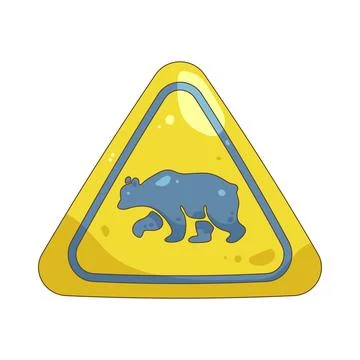Bear crossing warning sign Illustrazione stock