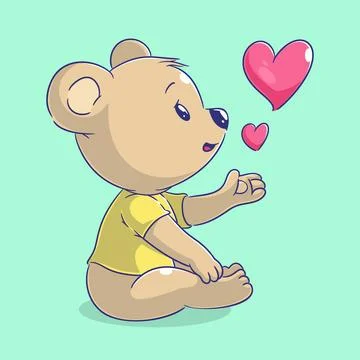 Bear cub sitting and sharing love Stock Illustration
