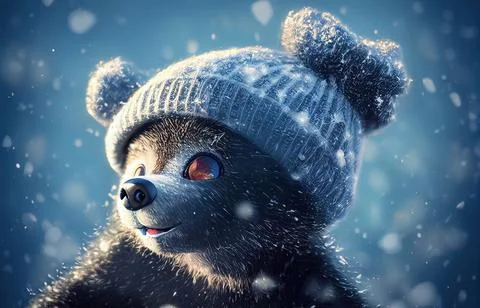 Bear Cub Winter Stock Illustration