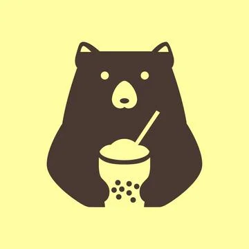 Bear cute drink bubble tea fresh mascot modern minimal cartoon logo vector .. Stock Illustration