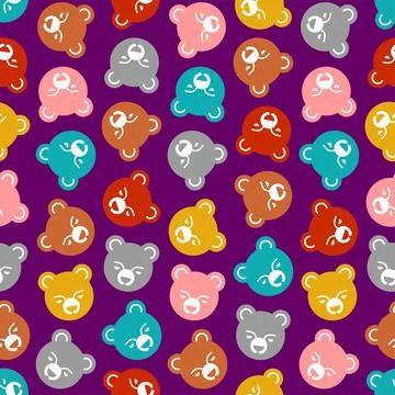 Bear cute face pattern seamless. baby bear background. Baby fabric ornament Stock Illustration