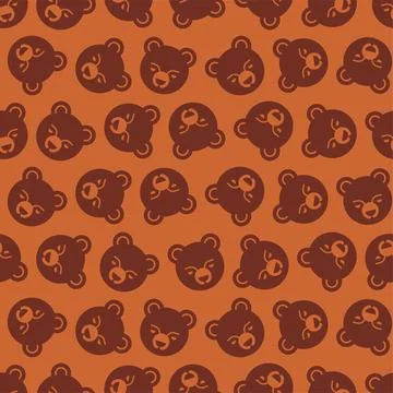 Bear cute face pattern seamless. baby bear background. Baby fabric ornament Stock Illustration