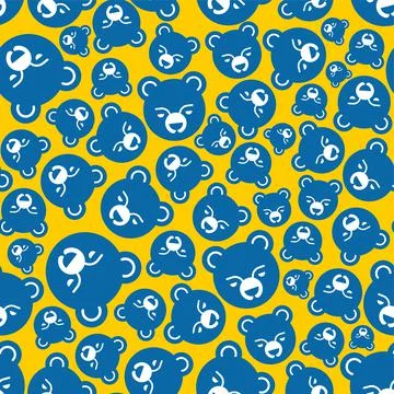 Bear cute face pattern seamless. baby bear background. Baby fabric ornament Stock Illustration
