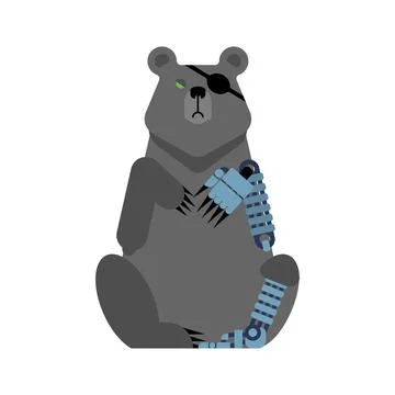 Bear Cyborg. Grizzly Robot. Technological beast predator Stock Illustration