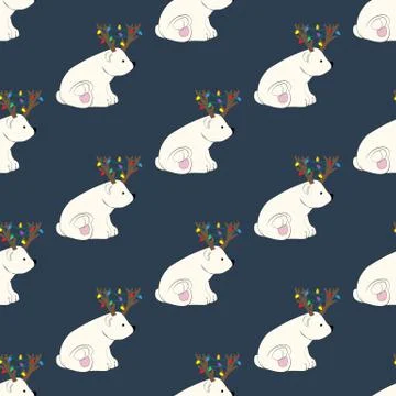 Bear in deer costume seamless pattern Illustrazione stock
