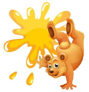A bear doing a handstand beside the empty template Stock Illustration