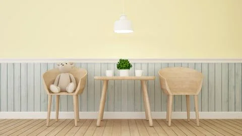 Bear doll on cafe or kid room - 3D Rendering Stock Illustration