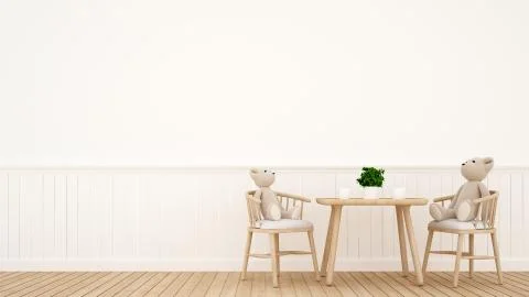 Bear doll on dining room or kid room - 3D Rendering Stock Illustration