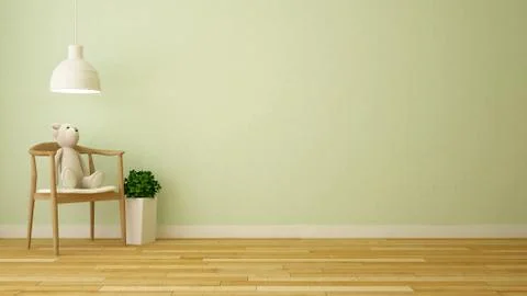 Bear doll in kid room or living room - 3D Rendering Stock Illustration