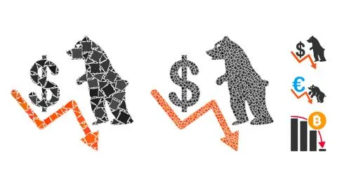 Bear dollar trend Composition Icon of Trembly Parts Stock Illustration