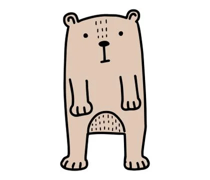 Bear doodle. Hand drawn lines cartoon character vector illustration isolated on Stock Illustration