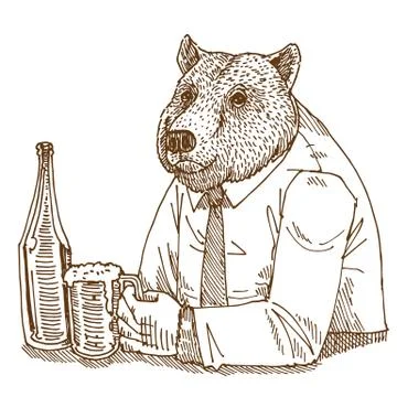 Bear drink Иллюстрация