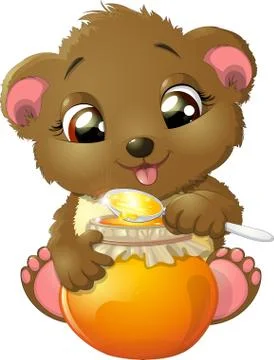 Bear eats honey Stock Illustration