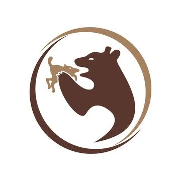 Bear eats mouse icon logo design template Stock Illustration