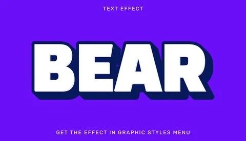 Bear editable text effect in 3d style Illustration