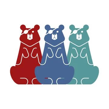 Bear with an eye patch. One-eyed predator. crippled grizzly 스톡 일러스트