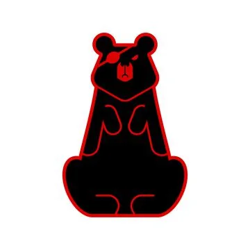 Bear with an eye patch. One-eyed predator. crippled grizzly 스톡 일러스트