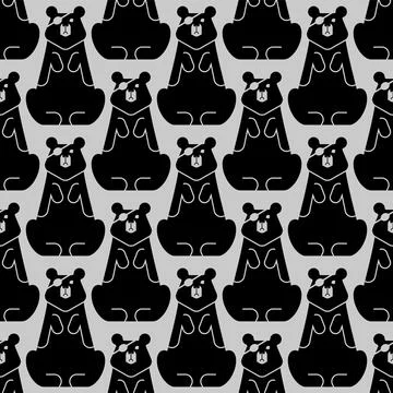 Bear with an eye patch Pattern seamless. One-eyed predator Background. crippl Stock Illustration
