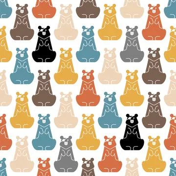 Bear with an eye patch Pattern seamless. One-eyed predator Background. crippl Stock Illustration