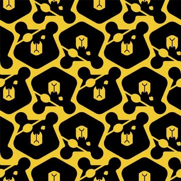 Bear with an eye patch Pattern seamless. One-eyed predator Background. crippl 스톡 일러스트
