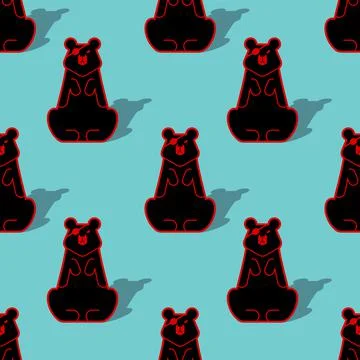Bear with an eye patch Pattern seamless. One-eyed predator Background. crippl 스톡 일러스트