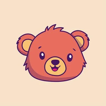 Bear face cartoon cute vector Stock Illustration