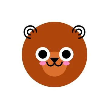 Bear face. Cute bear isolated on white Stock Illustration