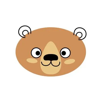 Bear face. Cute bear isolated on white Stock Illustration