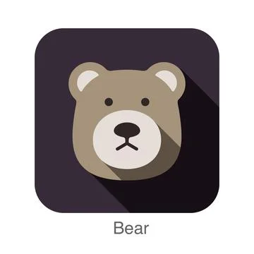 Bear face flat icon design. Animal icons series. Stock-Illustration