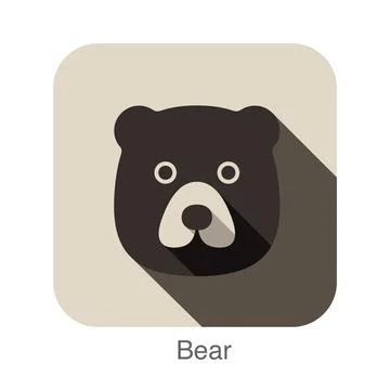 Bear face flat icon design. Animal icons series. Stock Illustration